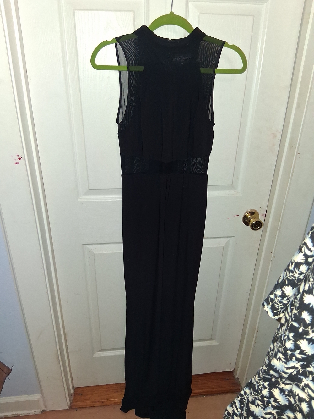 Betsy & Adam Black Sleeveless Mesh-Panel Evening Dress